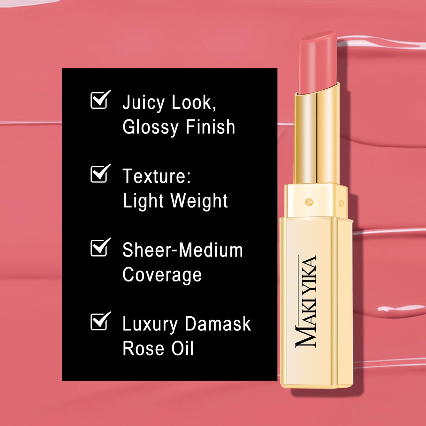 MAKI YIKA Moisture Pink Lipstick for Women Hydrate Tinted Lip Balm for Mother's Day Dry Cracked Lips Sheer Lipstick Lip Tinted Glossy Finish,MA058 Nude Pink