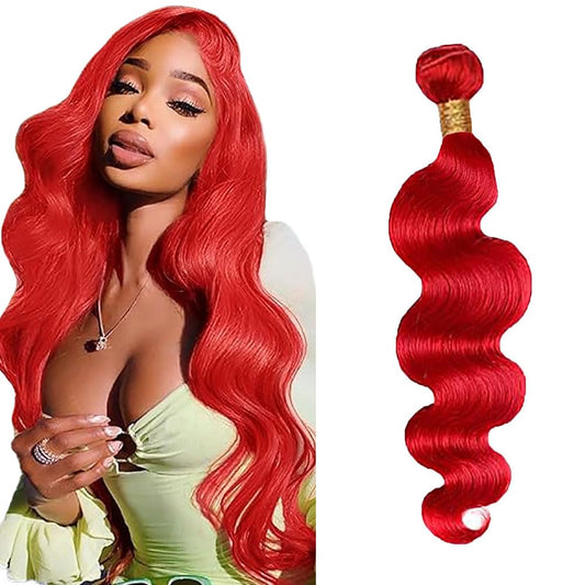 Red Human Hair Bundles Red Body Wave Bundles Hair Weave 32 Inch 8A Brazilian Virgin Remy Hair 1 Bundle Double Weft Soft Real Human Hair Extensions