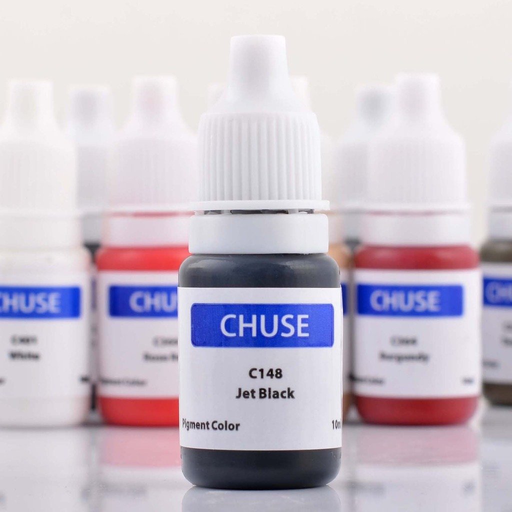 CHUSE Microblading Ink Permanent Makeup Pigment 0.35oz/10ml Eyebrow Ink Microblading Pigment for Eyebrow Eyeliner (C148 Jet Black)