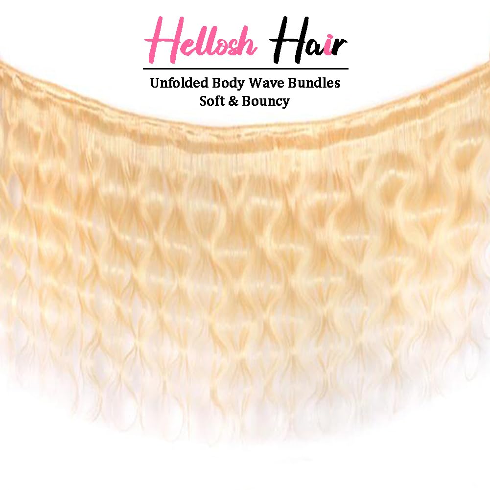 HELLOSH 613 Bundles Blonde Bundles Human Hair 12 Inch 613 Body Wave bundles 100% Unprocessed 12A Grade Brazilian Virgin Human Hair Bundles 1 Bundle Human Hair 613 Blonde Bundle