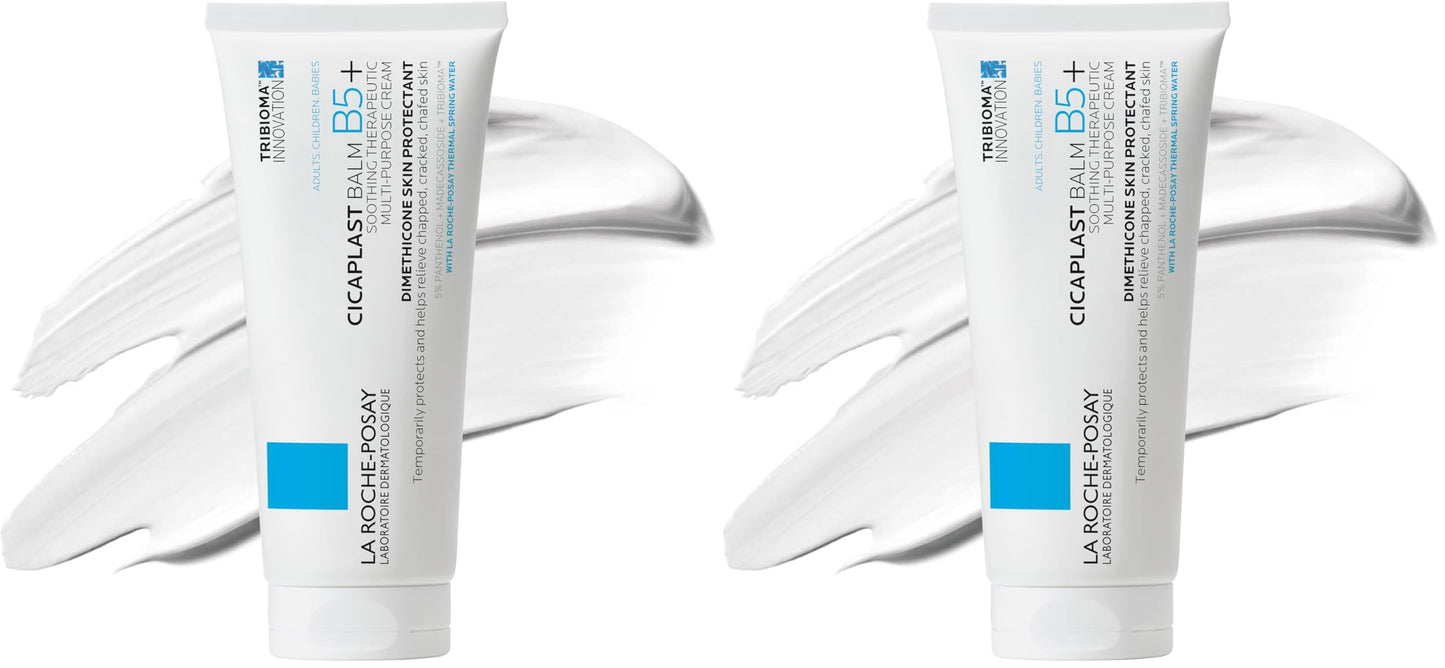 La Roche-Posay Cicaplast Balm B5+,Madecassoside + Shea Butter + Vitamin B5 Panthenol,Healing Ointment & Therapeutic Multi Purpose Calming Cream for Dry & Irritated Skin,Paraben Free,100ml,(Pack of 2)