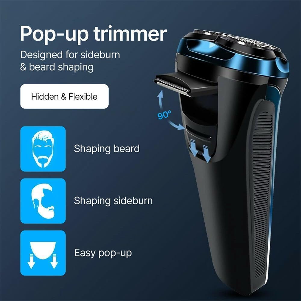 Snapbuy Electric Razor for Men, Snapbuy Electric Razor Pro of Father, 4D Floating Head Rotary Shaver,2025 New Electri c Shaver with LCD Display & Quiet Motor, IPX7 Waterproof (Blue)