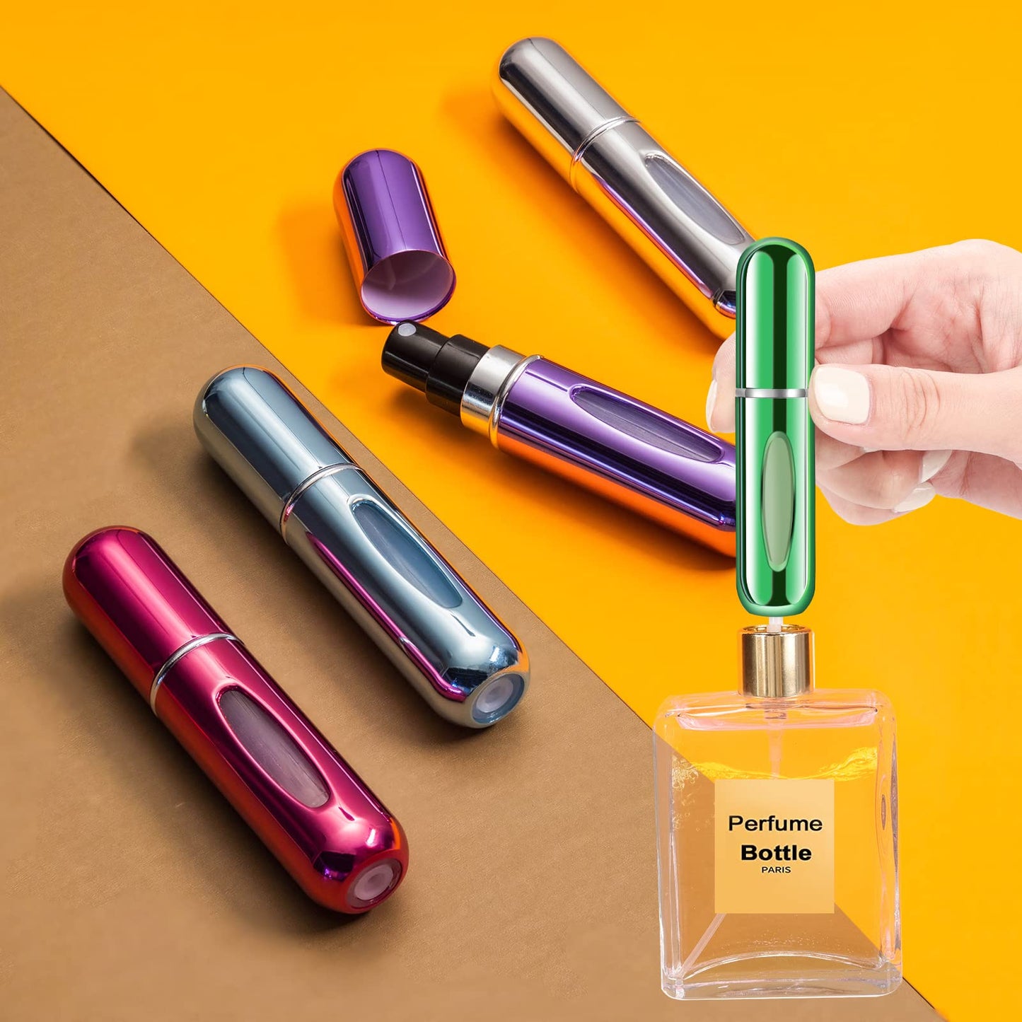 Yamadura Portable Mini Refillable Perfume Bottle, Atomizer Spray, Travel Scent Pump Case