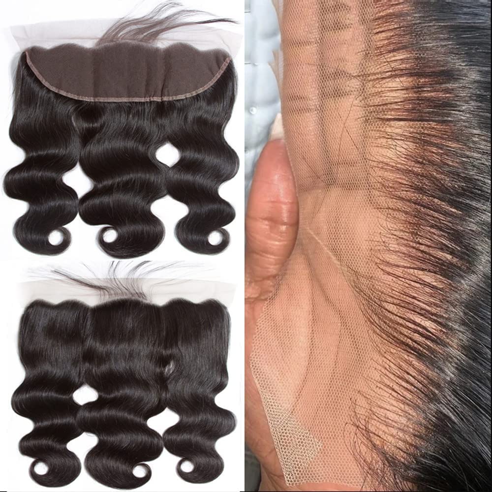 2x6 Skinlike HD Transparent Lace Closure Body Wave Closure 0.1mm Invisible Lace 100% Virgin Human Hair Lace Closure Pre Plucked Natural Hairline (14 Inch)