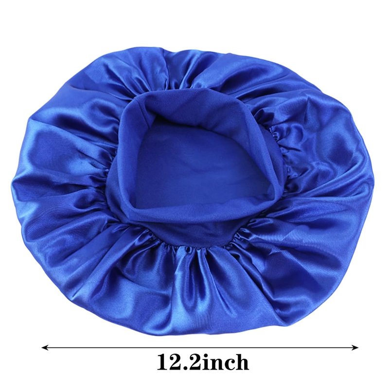 Satin Bonnet Caps for Women - 12pcs Solid Color Hair Bonnets | Elastic Band for Comfortable Sleep