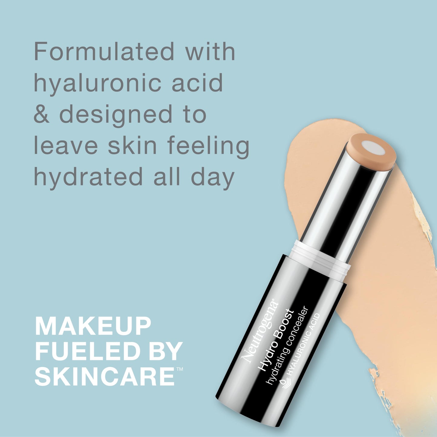 Neutrogena Hydro Boost Hydrating Concealer Stick for Dry Skin, Oil-Free, Lightweight, Non-Greasy and Non-Comedogenic Cover-Up Makeup with Hyaluronic Acid, 20 Light, 0.12 Oz