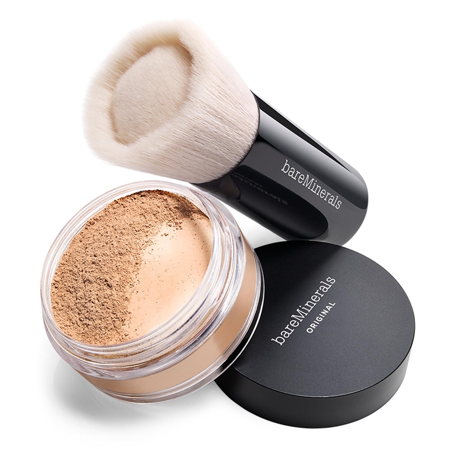 bareMinerals Original Loose Powder Foundation SPF 15, Clean Mineral Powder Face Makeup, Sheer-to-Full Coverage, Talc-Free, Non-Comedogenic, Vegan + Beautiful Finish Foundation Brush Bundle