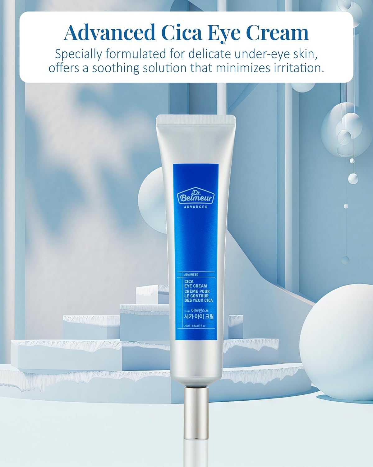 Dr. Belmeur Advanced CICA Eye Cream - Gentle Care for Delicate Skin | 0.9 Fl Oz | Ceramide & Centella Asiatica