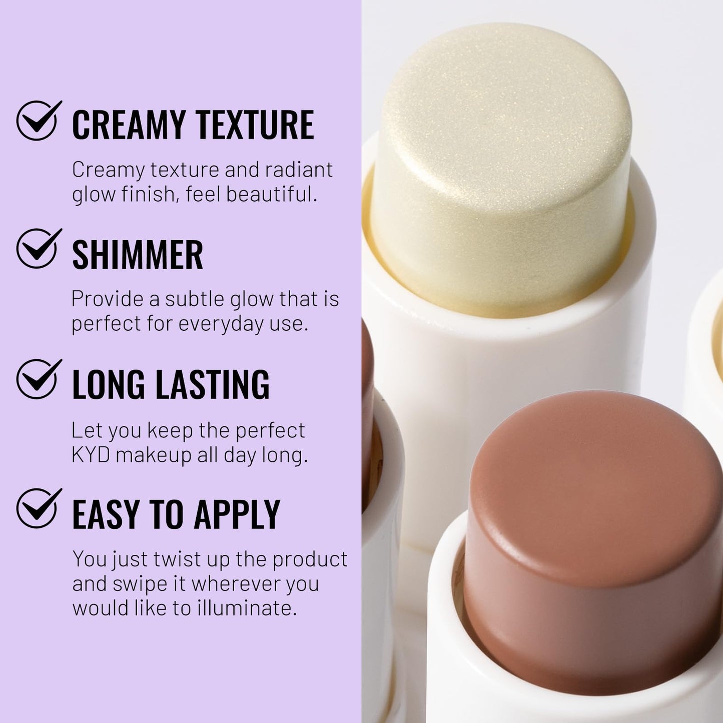 HECI BEAUTY Cream Contour Stick Kit for Mature Skin, Moisturize Bronzer Pen and Highlighter with Brush, Brightens & Shades Pencil, Long Lasting & Smooth Gliding Face Illuminator for Older Women