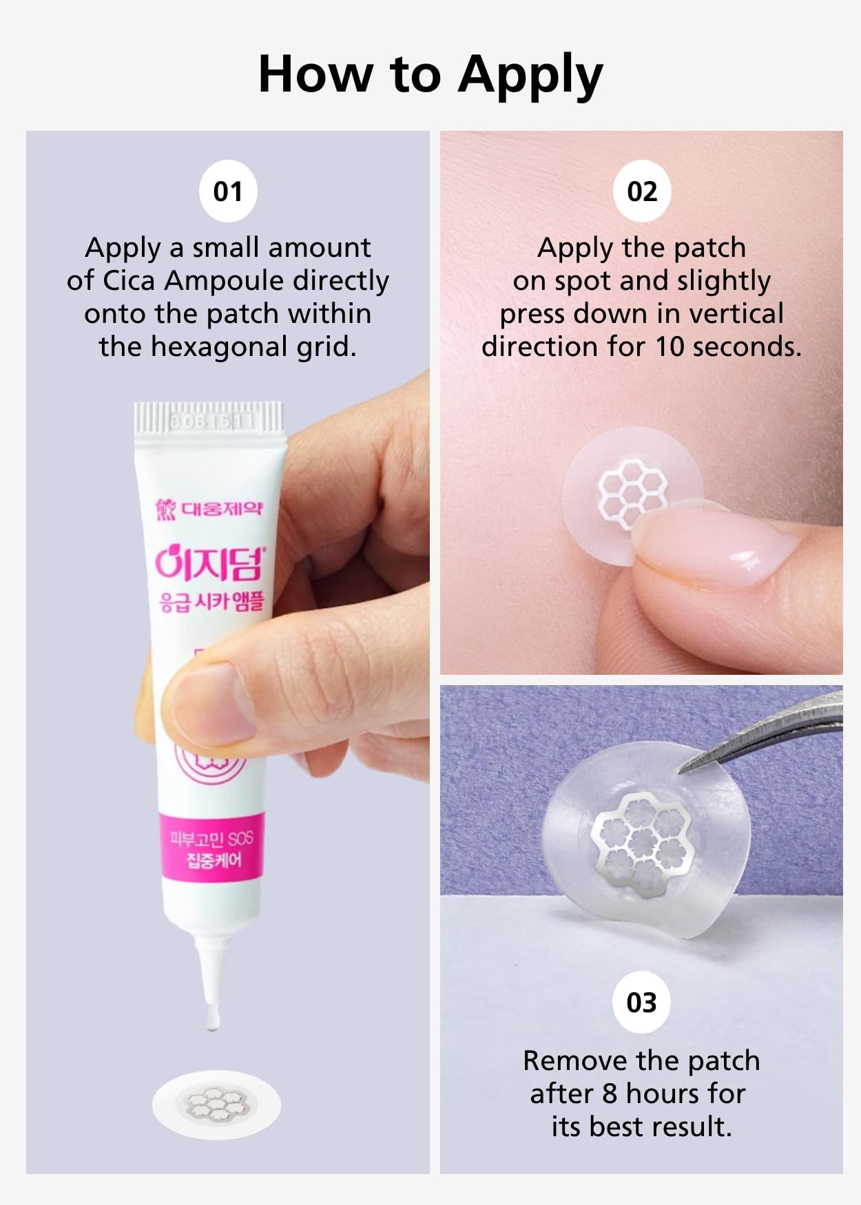DWEasyDerm Quick Calming Magnesium Patches(20 patches) with Cica Ampoule - Intensive Care, Pimple patches, Hydrocolloid Band, Zits Spot care – Overnight Home Care 8 hour. Summer & Travel Essentials