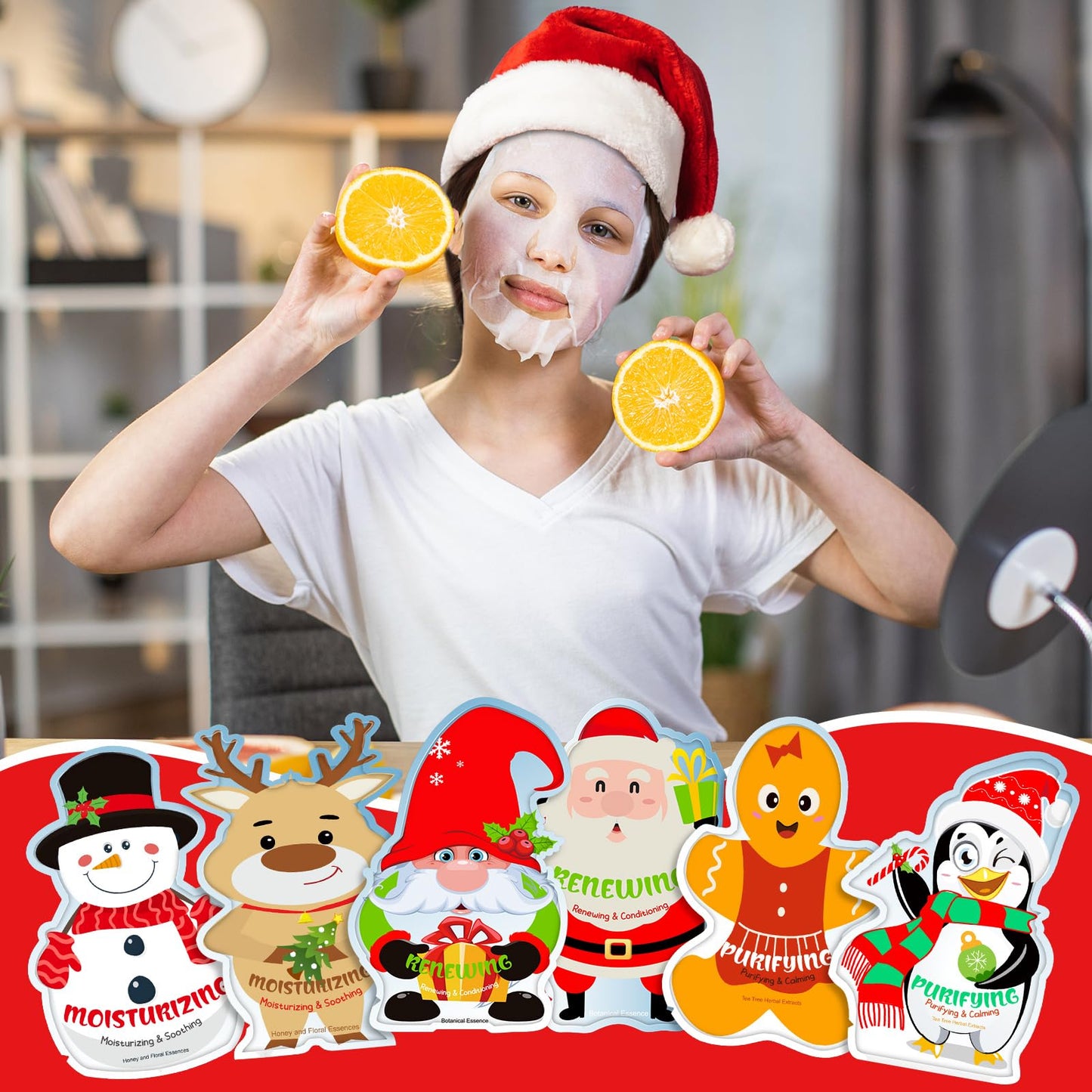 Timgle 48 Pcs Christmas Stocking Stuffers Bulk Facial Masks Skincare Face Sheet Masks Holiday Gifts for Women, Fragrance Hydrating Face Mask Spa Gifts Bulk for Coworker Adults Stocking Stuffer