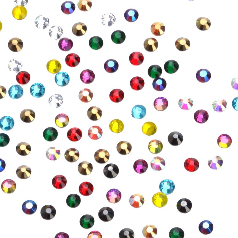 2400Pcs Hotfix Rhinestones Round Shape Flatback Crystal Glass Flatback Nail Art (12 Mixed Colors, 4mm SS16)