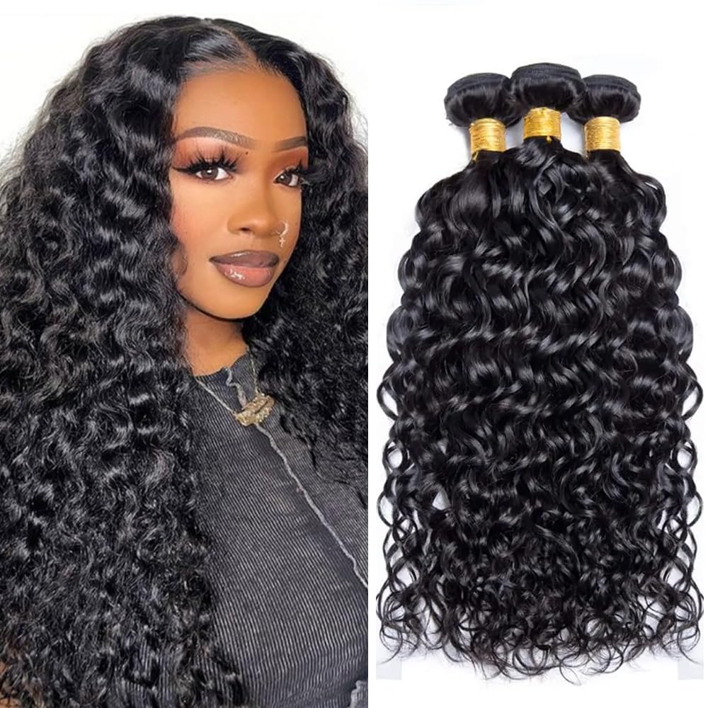 Wet and Wavy Bundles Human Hair 18 20 22 Inch Unprocessed Brazilian Virgin Hair 150g/3 Bundles Wat and Wavy Weave Bundle Real Human Hair Extensions