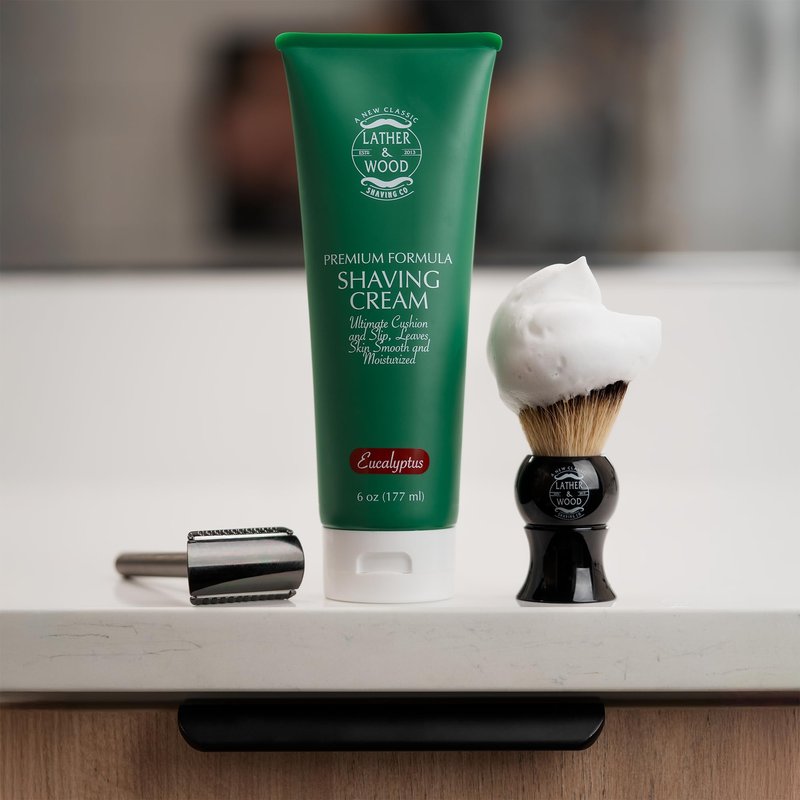 Mens Eucalyptus Shaving Cream – Cool, Refreshing Lather That Stops Razor Burn Cold – Premium Barbershop Quality Formula with Natural Ingredients, Smooth & Irritation-Free Shaves in Every Tube (6oz)