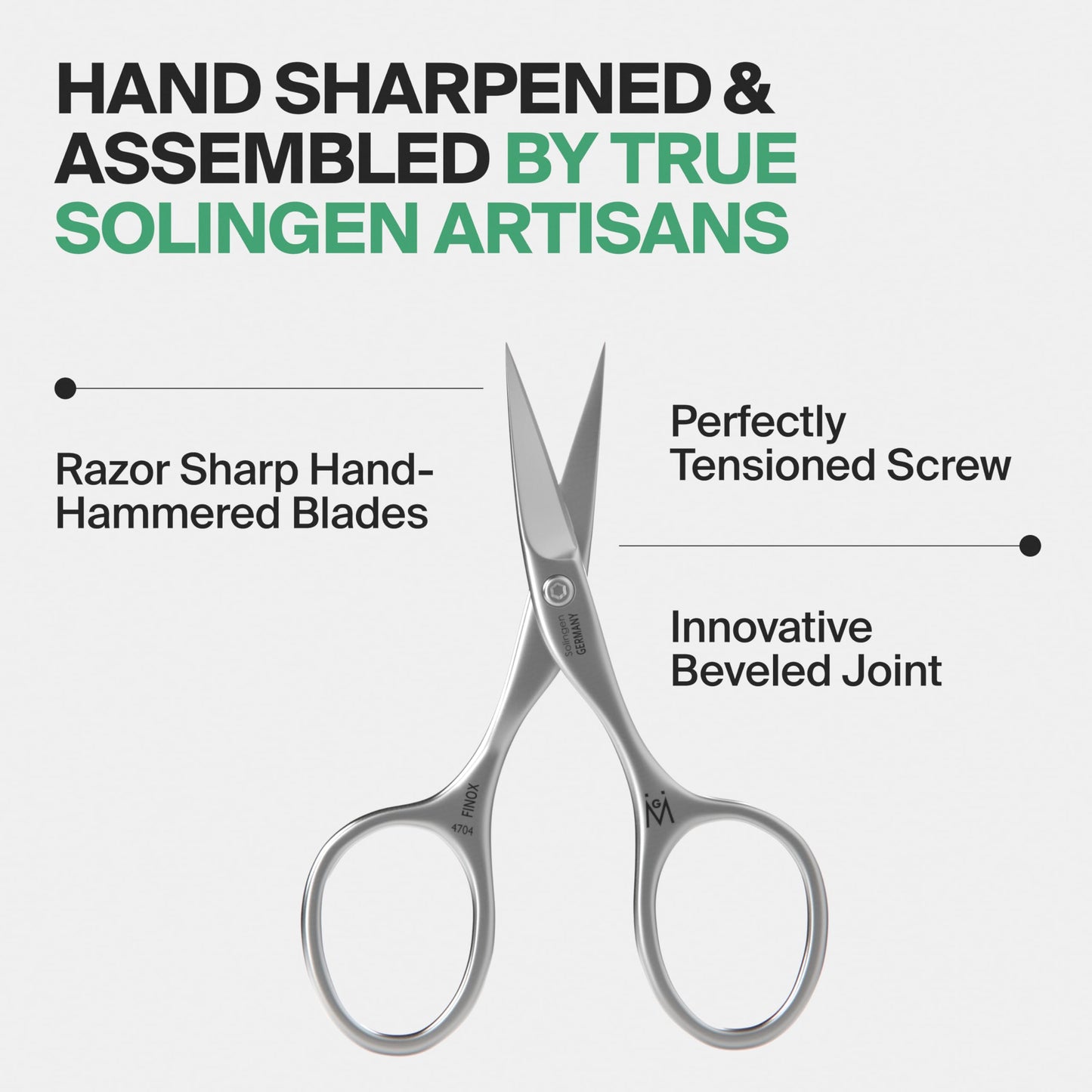 GERMANIKURE Professional Nail Cutter Scissors - FINOX Stainless Steel Nail Scissors - Curved for Nail Tips - Manicure Tools in Cork Case - Ethically Made in Solingen Germany - 4704