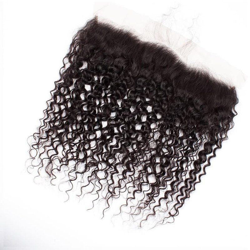 16 Inch 13x4 Lace Frontal Kinky Curly Human Hair 180% Density Unprocessed Deep Curly Virgin Hair 13x4 Ear to Ear Lace Closure Frontal Natural Color(13x4 Kinky Curly, 16 Inch)