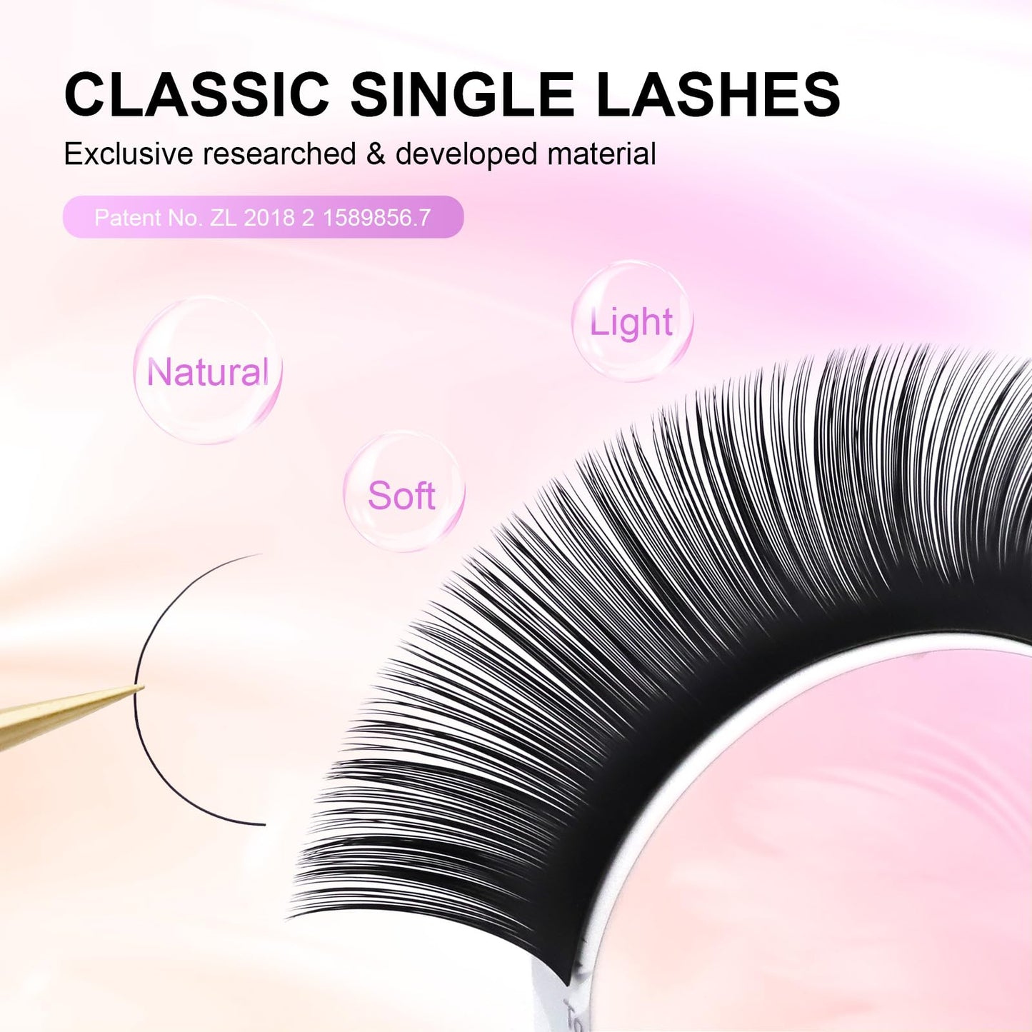 NAGARAKU Eyelash Extensions Individual Lashes 0.05mm C curl 7-15mm Mix Tray Classic Matte Black Soft Natural Faux Mink 16 rows 5 Trays