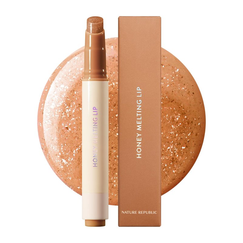Honey Melting Lip Glitter - Hydrating Gloss & Moisturizing Balm | Shimmery-Sheer Tint (14 Maple)