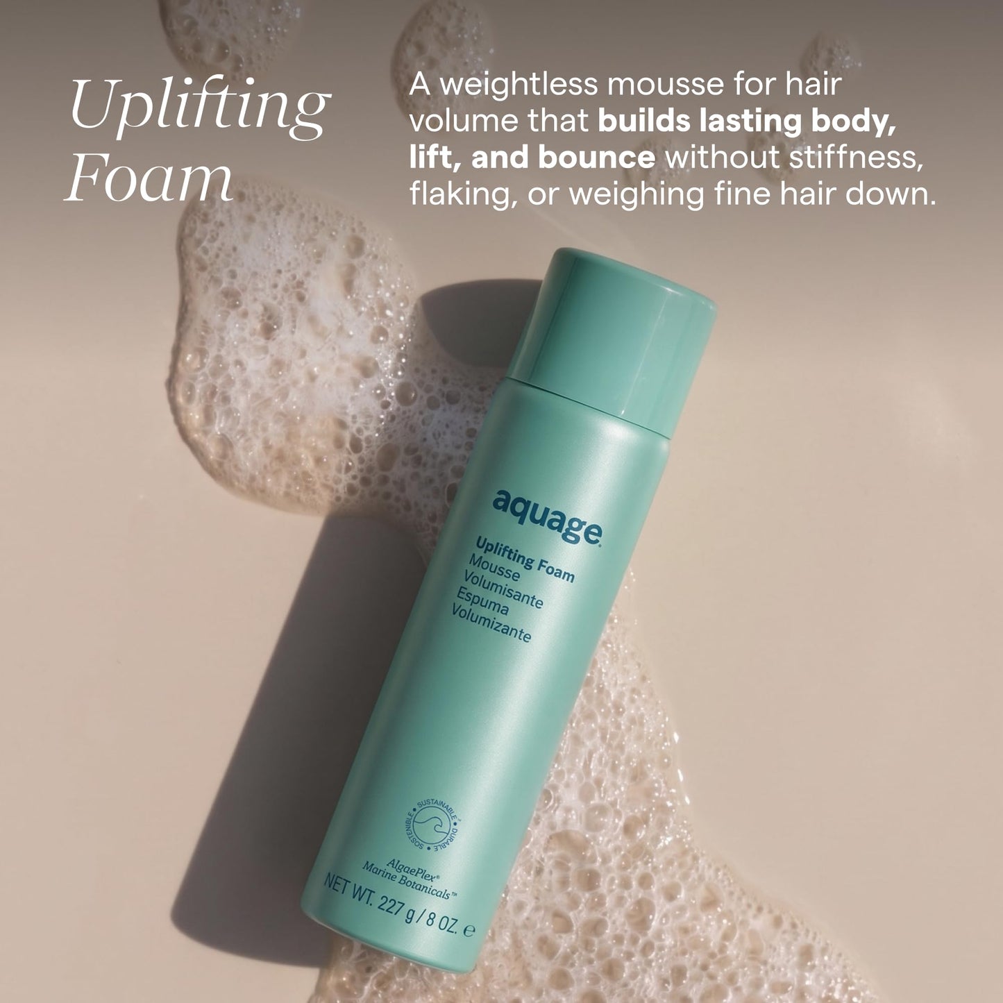 Aquage Uplifting Foam & Hair Mousse - Root Lifter and Volumizing Mousse for Fine, Thin Hair - Lightweight Volumizer for Body, Bounce and Blowouts (10oz)