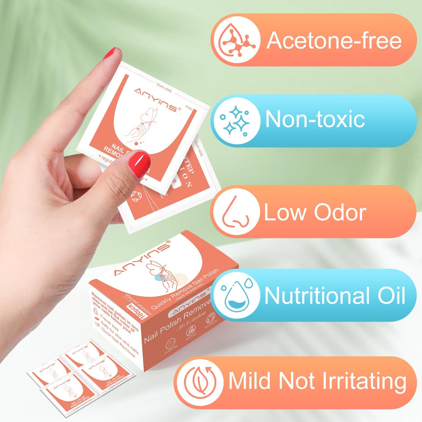 ANYINS Nail Polish Remover Pads