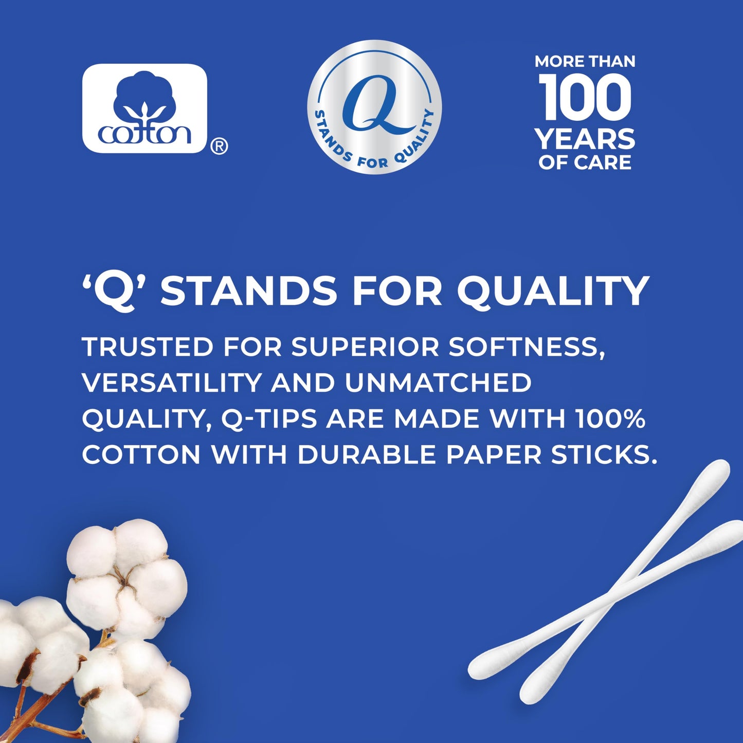 Q-tips Cotton Swabs for Hygiene and Beauty Care Original Cotton Swab Made with 100%-Cotton,375 Count (Pack of 12)
