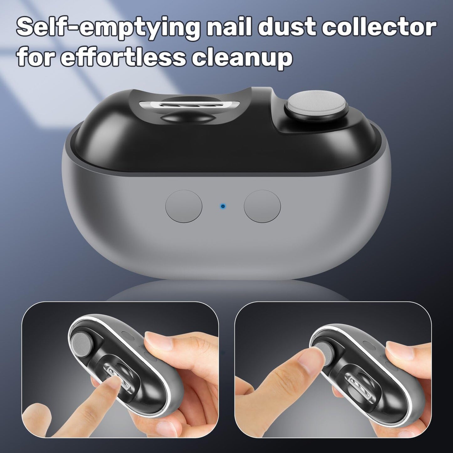Imwing Easyclip, Imwing Nail Clipper,Electric Nail Grinder & Trimmer 2 - in - 1 with LED Light, Safe Automatic Nail Clipper for Seniors, Adults, Kids, Baby(Gray)
