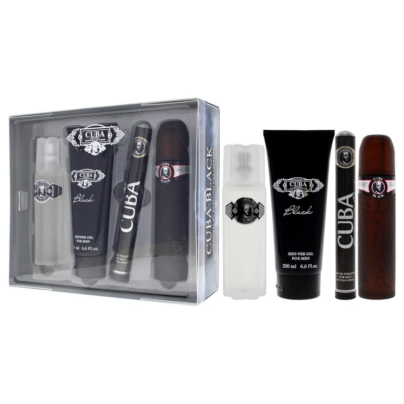 Cuba Cuba Black Men’s Gift Set - 3.3oz EDT Spray, 1.7oz EDT Spray, After Shave & Shower Gel