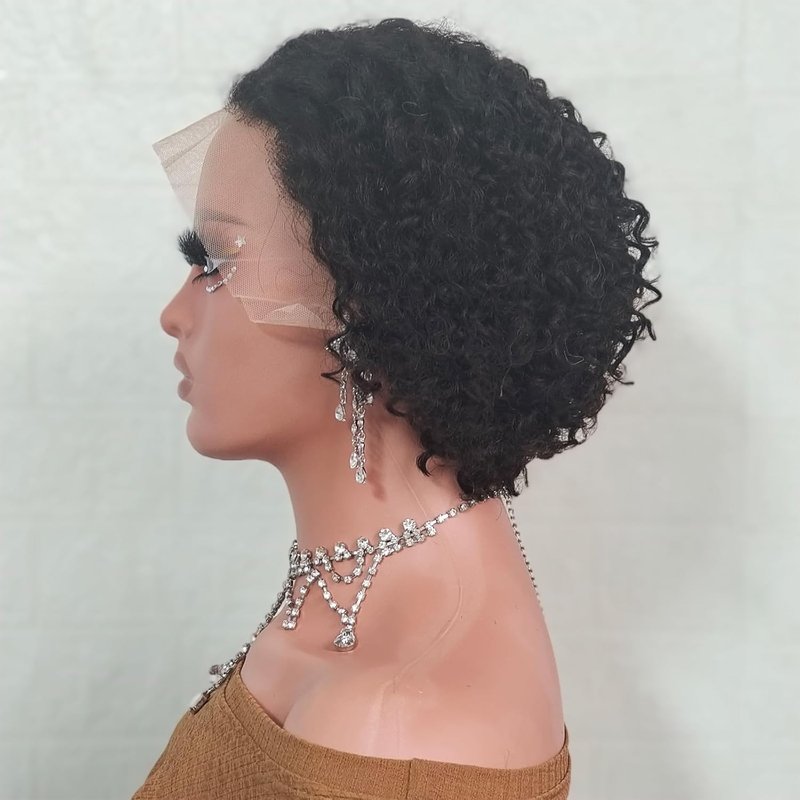 Adette 13x4 Lace Frontal Wig - Water Wave Human Hair for Black Women | Natural Black Color (12 Inch)