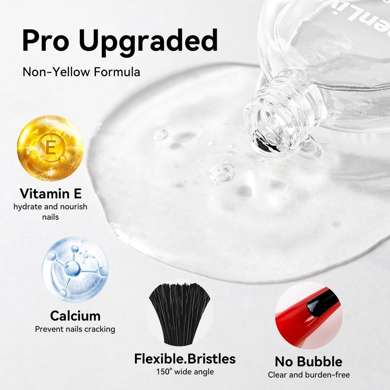 OpenLive 2Pcs Glossy Top Coat Clear Nail Polish, Quick Air Dry Regular Nail Polishes, High Shine Finish Long-Lasting Color Protection No Chip Vegan Non-gel Salon Nail Art Gift for Women