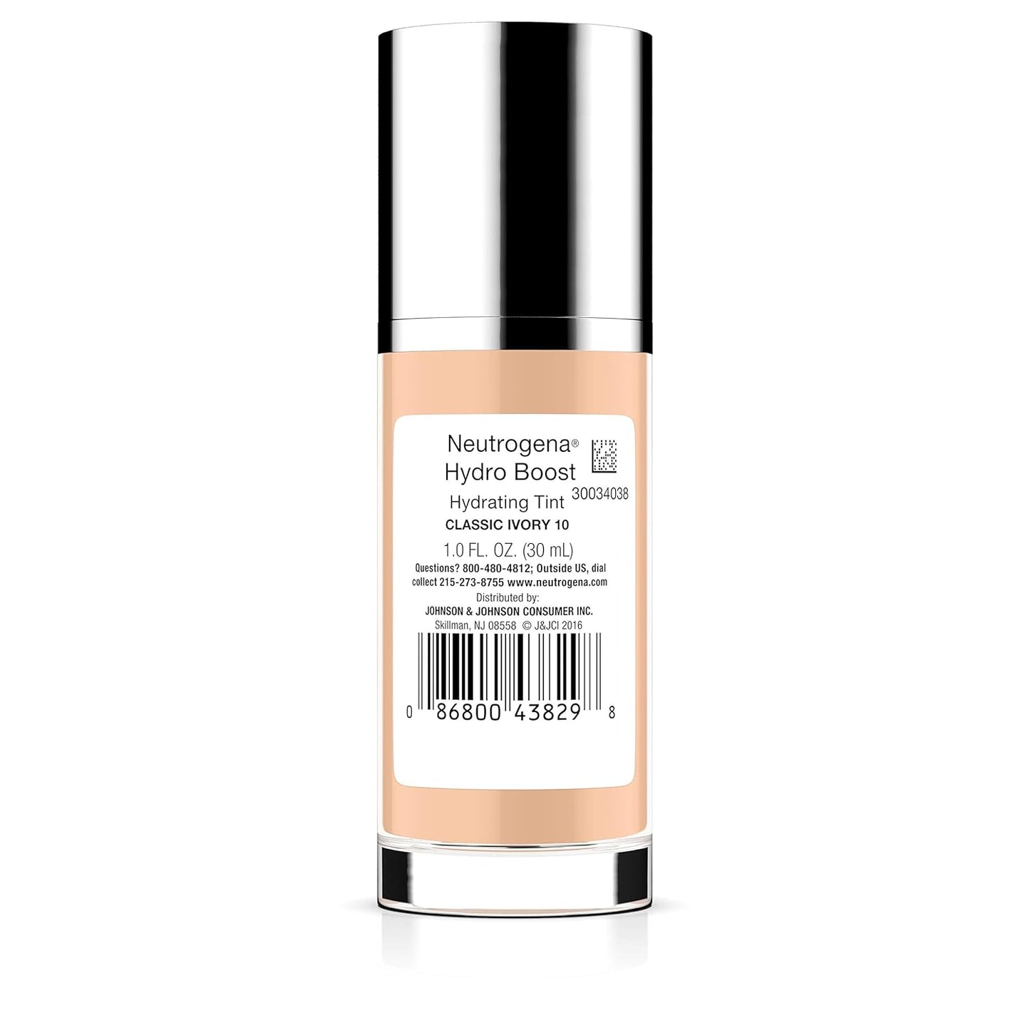 Neutrogena Hydro Boost Hydrating Tint Foundation - Lightweight Oil-Free Makeup with Hyaluronic Acid | 10 Classic Ivory, 1.0 fl. oz