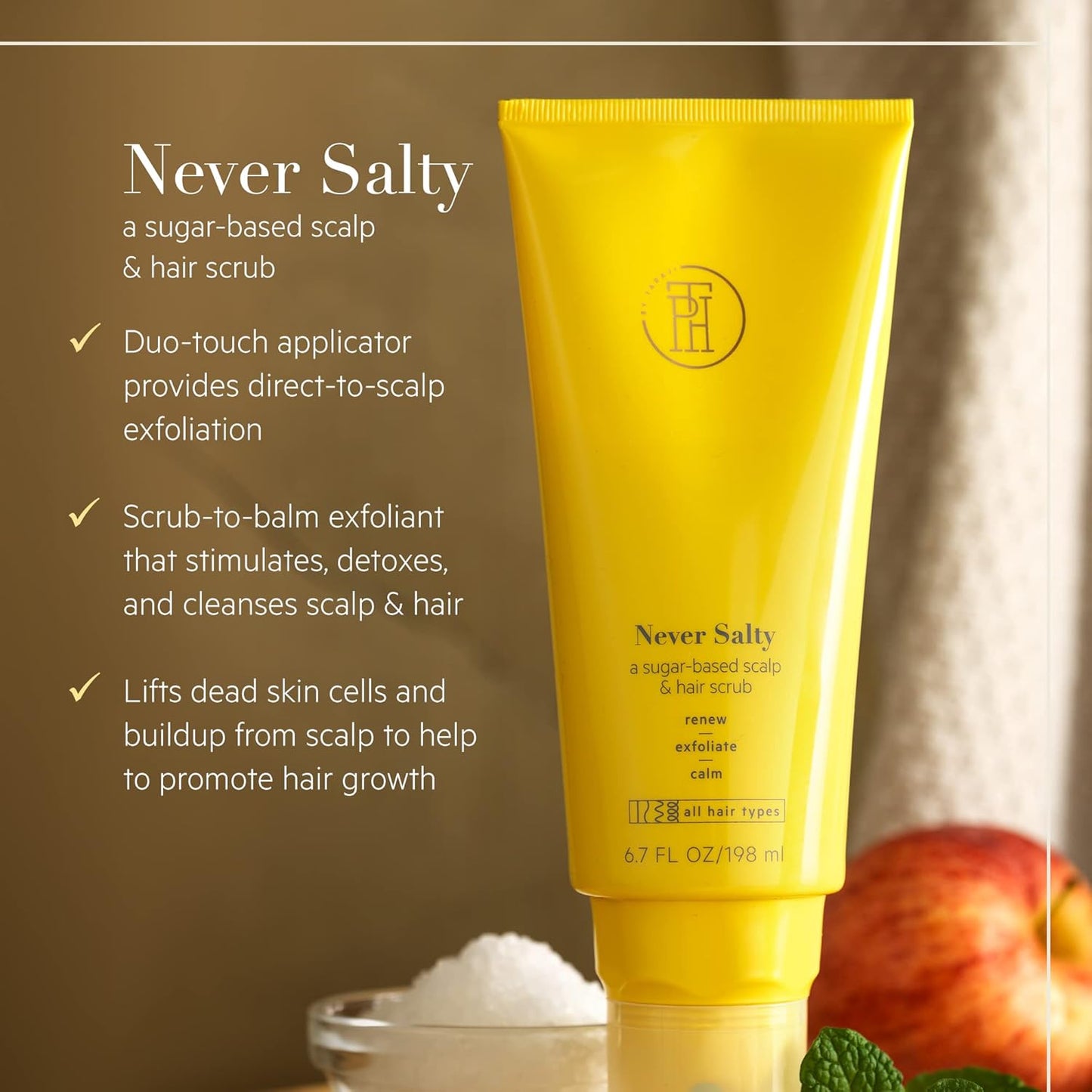 Never Salty Sugar Scalp Scrub - Exfoliating Scalp Treatment | 6.7oz (Pack of 2)