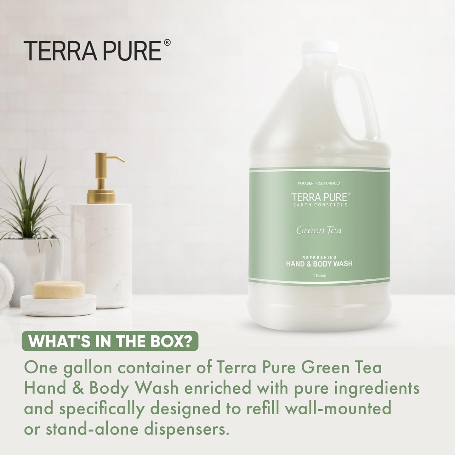 Terra Pure Body Wash & Hand Soap - One Gallon Refill for Dispensers | Eco-Friendly Formula