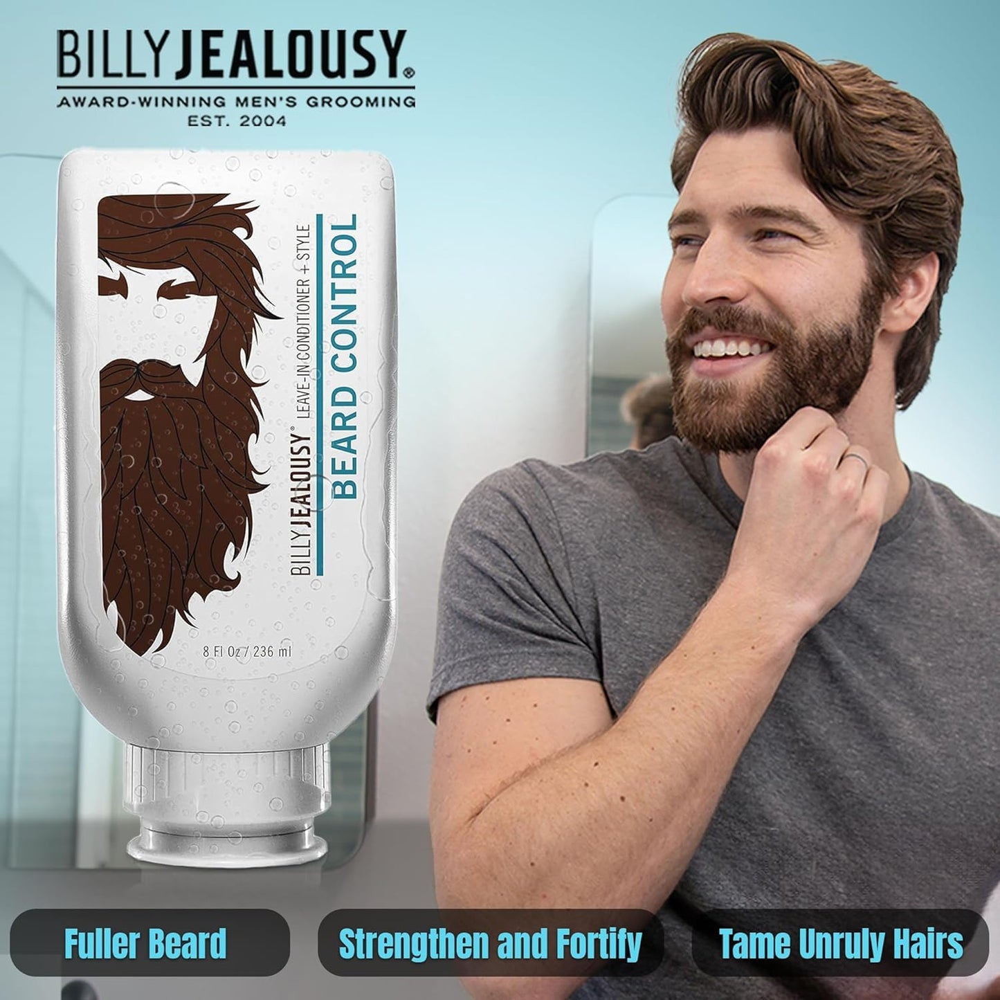 Billy Jealousy Beard Wash and Beard Quencher – Shampoo and Moisturizer for Facial Hair, Hydrates, Softens, Tames Frizz, Adds Shine, Complete Daily Grooming and Conditioning Care Kit for Men