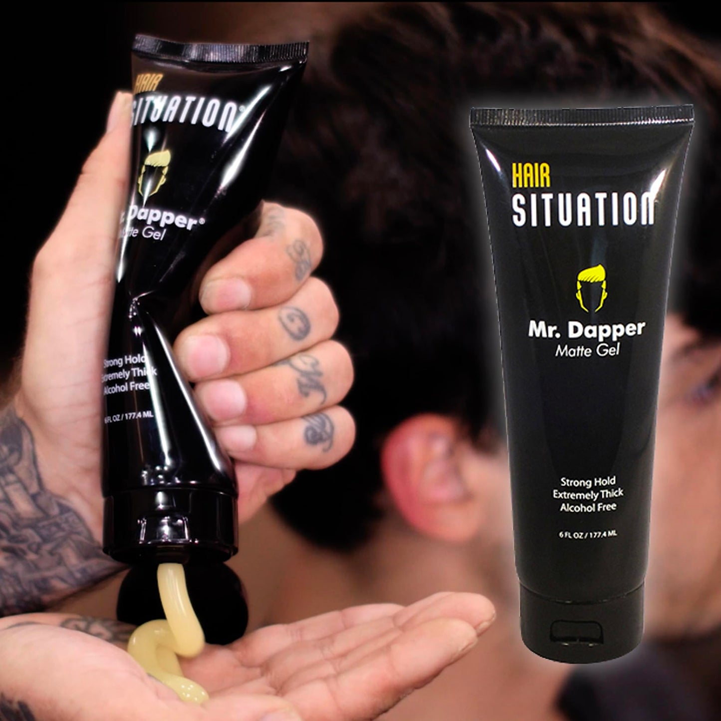 Hair Situation Mr. Dapper Matte Look Strong Hold Styling Hair Gel for Men, Anti-Humidity Shield, Anti-Frizz and Fly Away, Alcohol-Free, No Flake Formula Made with Vitamins to Strengthen Hair, 6 Fl Oz