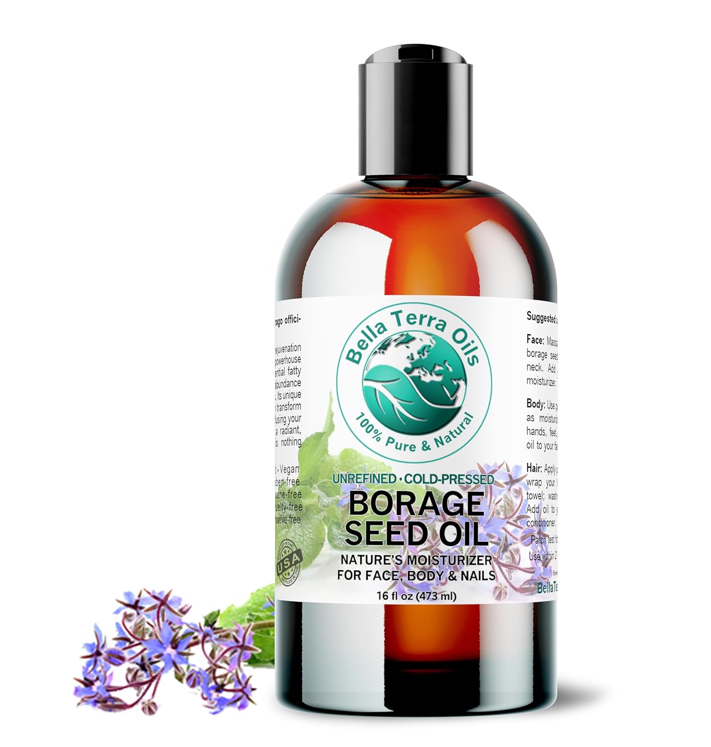 Borage Seed Oil 16 oz - Natural GLA & Vitamin-Rich Skin Nourishment | Pure Hydration for All Skin Types