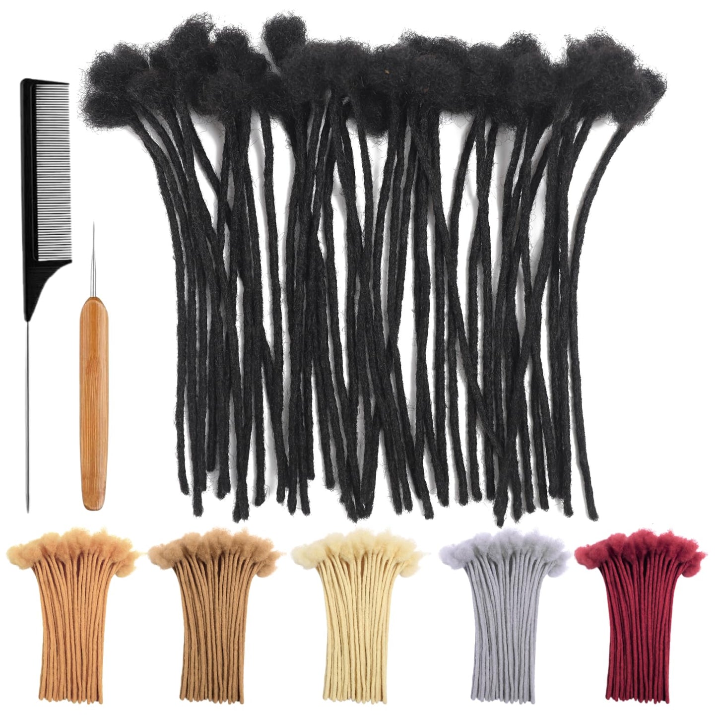 10 Inch 0.6cm Thickness Loc Extensions Human Hair 30 Strands Dreadlock Extensions Real Human Hair For Women Men Kids 100% Full Handmade Permanent Locs Extensions Can Be Dyed And Bleached(Natual Black)