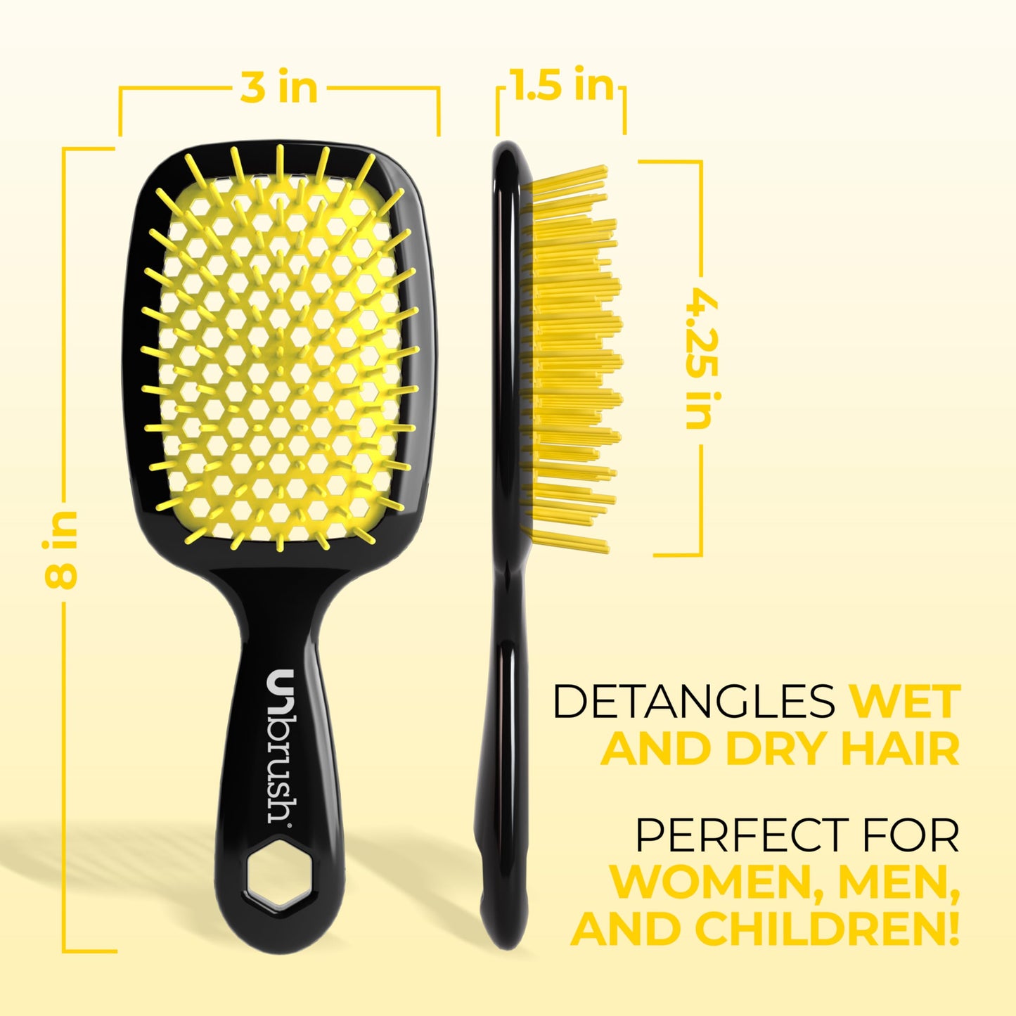 FHI Heat UNbrush Detangling Brush for Pain-Free Brushing on All Wet or Dry Hair Types — Durable DuoFlex Anti-Static Bristles, Lightweight Handle, Vented Hair Brush, Sunburst