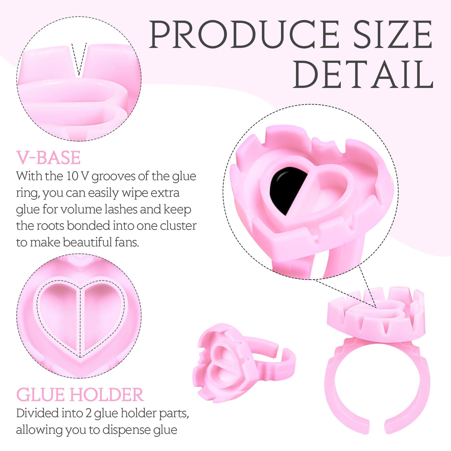 Glue Rings for Eyelash Extensions Lash Disposable Lash Glue Rings for Beauty Salons Holder Fanning Cups Eyelash Extension Supplies(1000 Pcs,Heart Style)