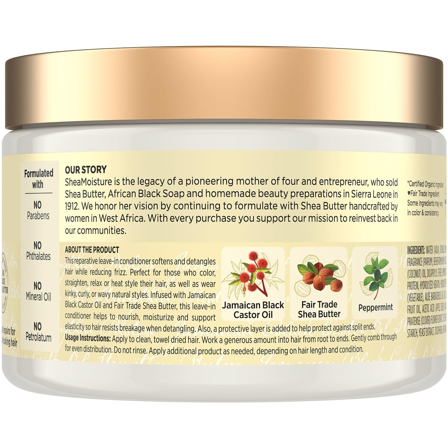 SheaMoisture Leave-In Conditioner 3-Pack – Jamaican Black Castor Oil Strengthen & Restore Formula for Hair Repair, Frizz Control, 11.5 Oz Ea