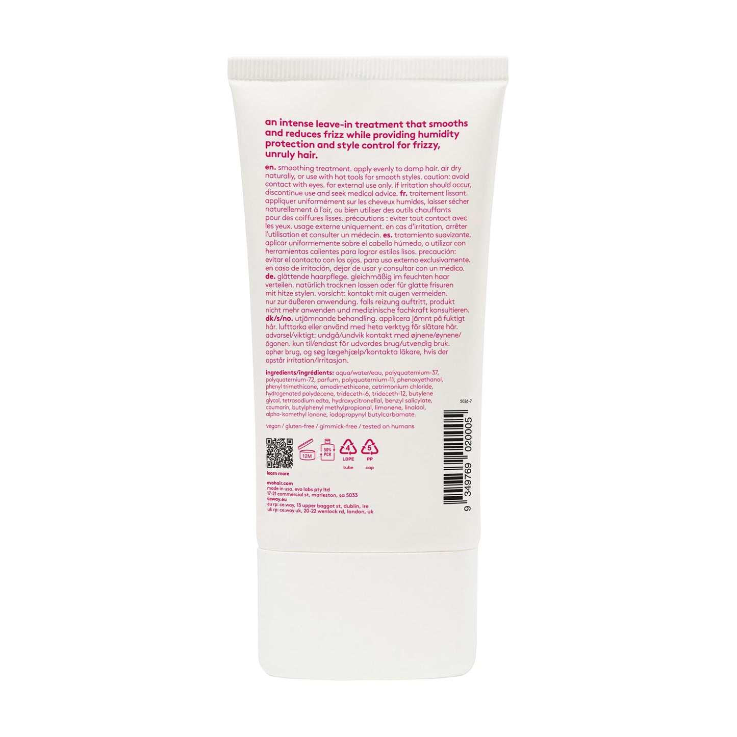 Evo Lockdown Leave-In Smoothing Treatment for Frizzy & Color-Treated Hair - Anti-Frizz, Humidity Control & Detangler - 5.1 fl oz