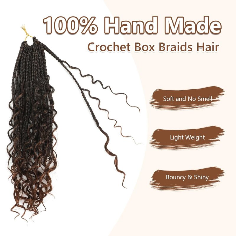 Crochet Box Braids - Boho Goddess Synthetic Braiding Hair for Black Women | 10 Packs, 1B/30