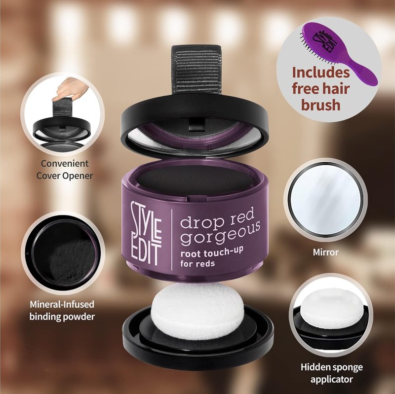 Root Touch Up Concealer Powder for Black Hair - Mineral-Infused Gray Coverage | Includes Mini Brush
