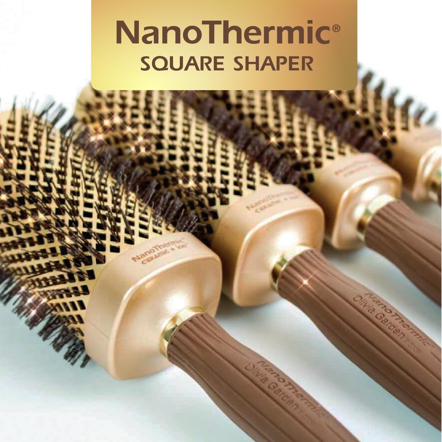 Olivia Garden NanoThermic Ceramic + Ion Square Shaper Thermal Hair Brush - Not Electrical - Professional Blowout Brush for Normal to Thick Hair - 1.125"-Diameter Barrel - NT-S30