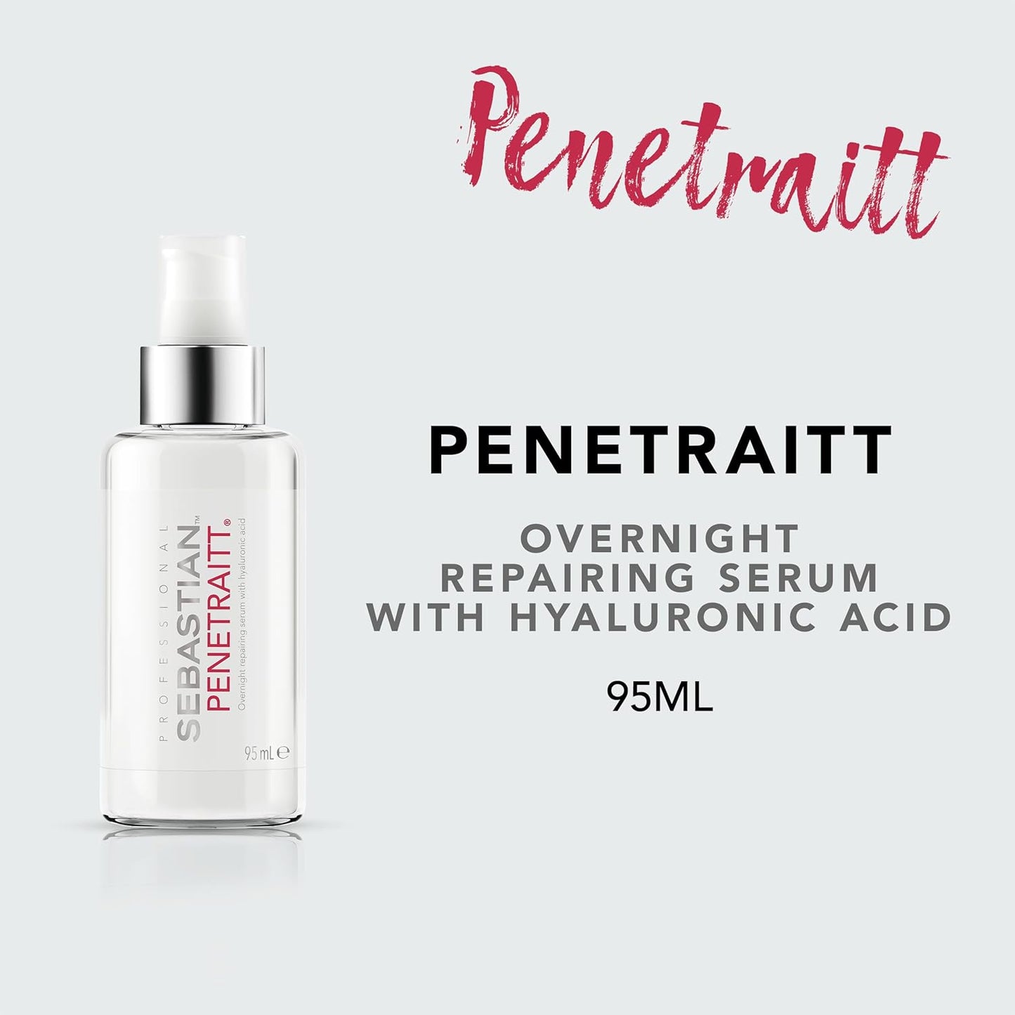 Sebastian Professional Penetraitt Overnight Repair Serum - Hydrating Leave-in Treatment with Hyaluronic Acid & Niacinamide | 3.2 fl oz