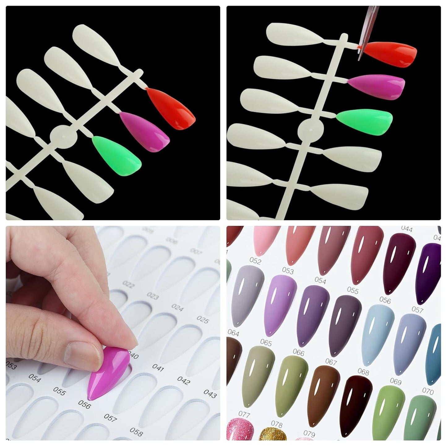 Nail Color Display Book - 216 Nail Colors with 240 Tips & Number Labels | Purple Swatch Guide