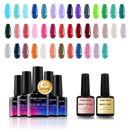 finger secret Gel Nail Polish 6 Color Kits Long Lasting Shine Gel Polish Wide Color Range Nail polish Set Professional Manicure Kit Salon DIY for Nail Art Beginners (40 Color Gel)