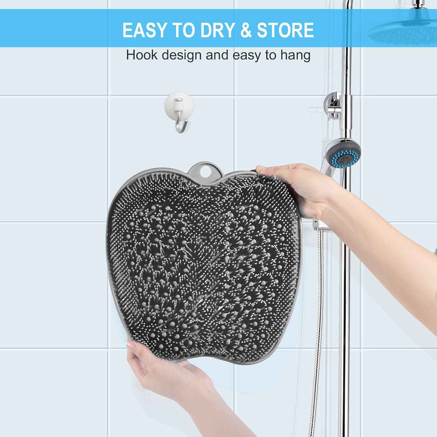 Foot Scrubber Mat for Shower - 2-Pack Exfoliating Foot Cleaners, No Bend Design