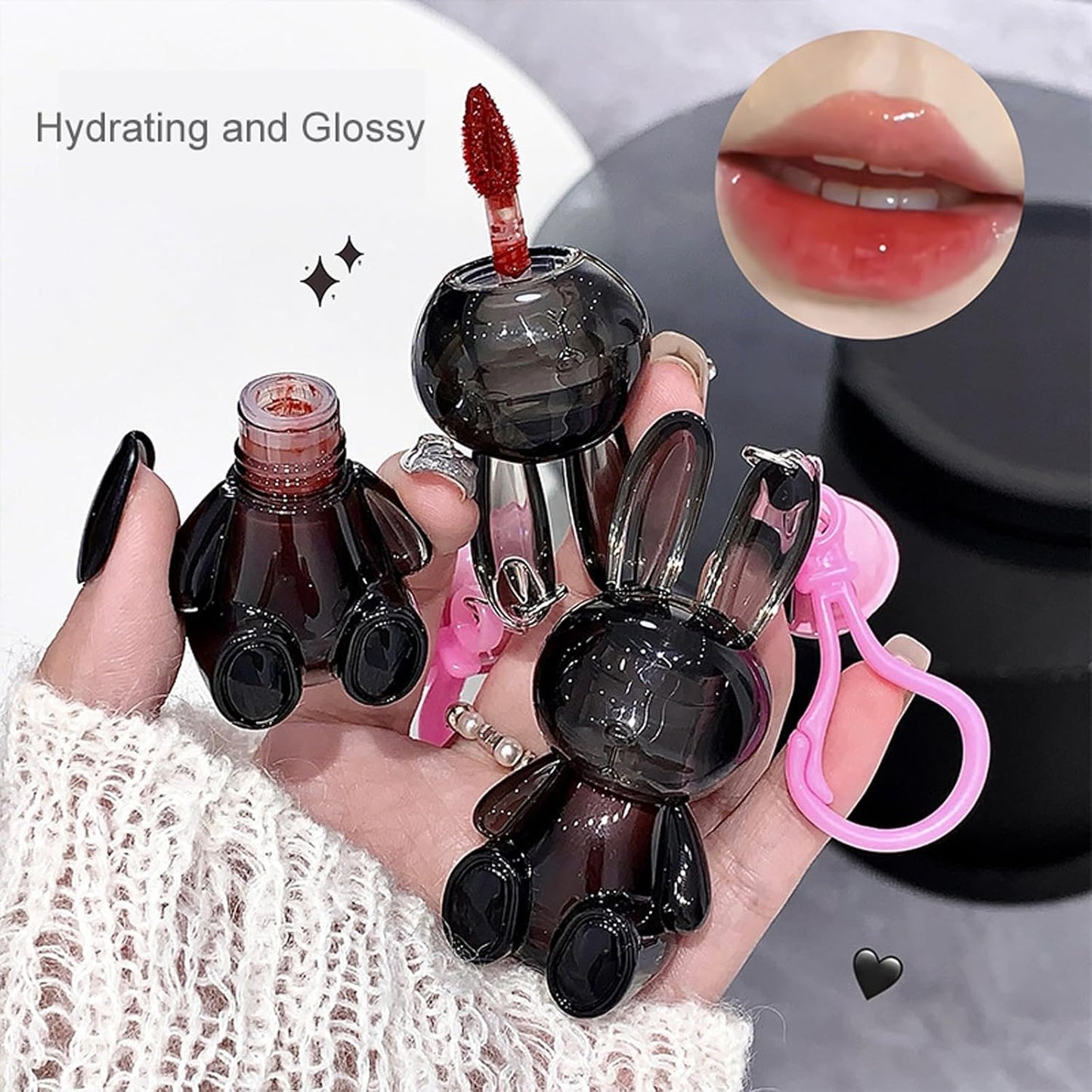 Bunny Hydrating Lip Gloss Set - 3Pcs Jelly Liquid Lipsticks | Moisturizing & Plumping Shine for Women