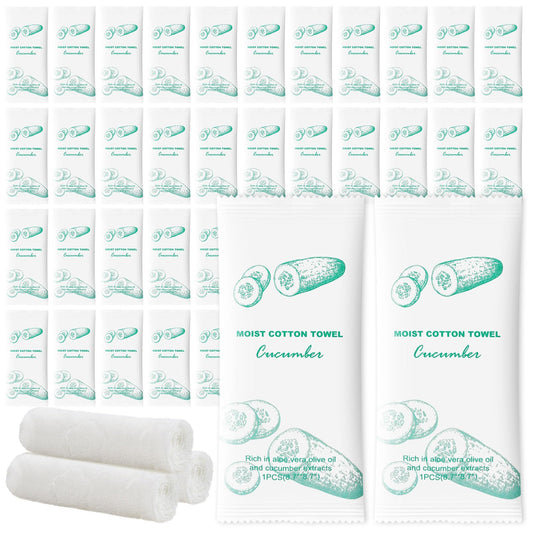Moist Cotton Towel Bulk Moist Towelettes Individually Wrapped,White Towel Services,Refreshment Pre Moistened Towels for Dentist Travel Sport Party Hotel 50,Lemon