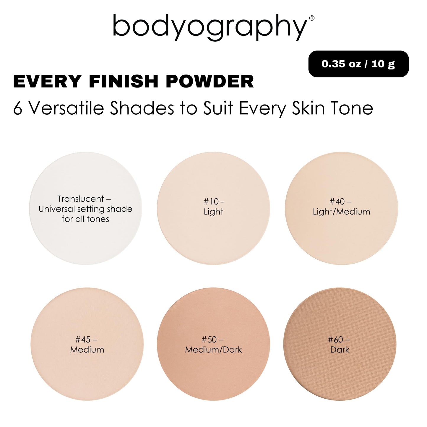 Bodyography Every Finish Micro-Fine Pressed Powder, Dark | Multipurpose Face Powder with Ceramide 2 and Dermaxyl | Lightweight, Silky Texture | For Smooth, Flawless Skin